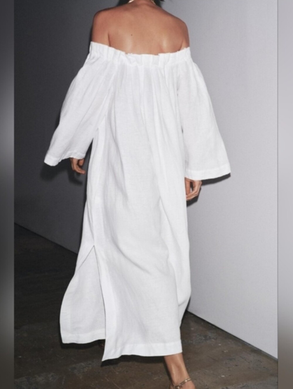 Zara 100% Linen Dress White Size M - Picture 8 of 16